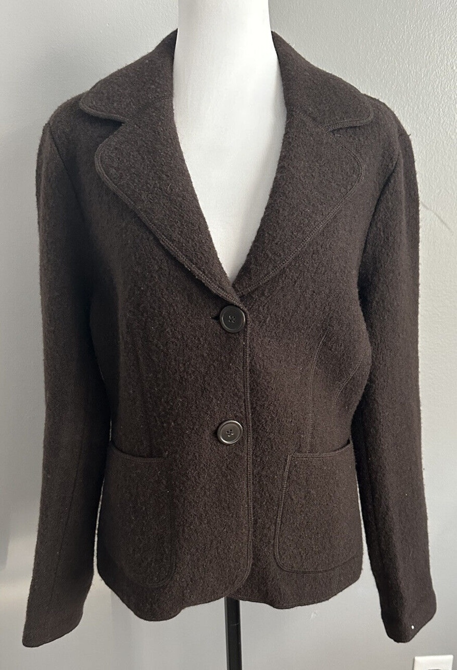 Bernardo Wool  Collared Jacket Women’s Medium Button Blazer Unlined Pockets Coat
